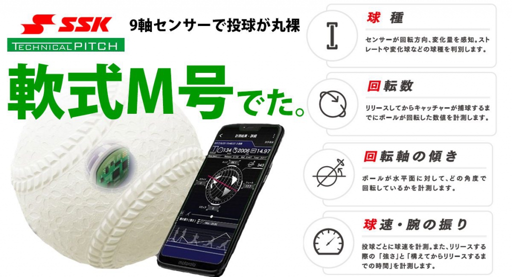 軟式M号・J号サイズで球速や回転数、変化球の状態がスマホで分かる ...